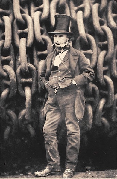 Isambard Kingdom Brunel poses by the chains of Great Eastern